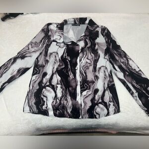 Women's Black and White Button Down Shirt